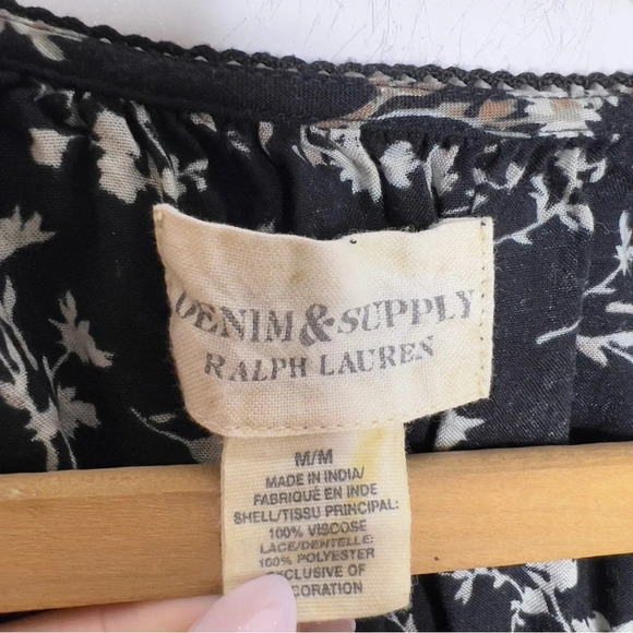 DENIM & SUPPLY Ralph Lauren Floral V Neck Smocked Babydoll Button Down Blouse - Picture 7 of 9